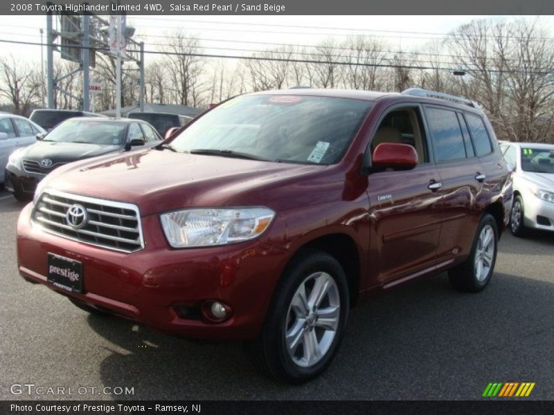 Salsa Red Pearl / Sand Beige 2008 Toyota Highlander Limited 4WD