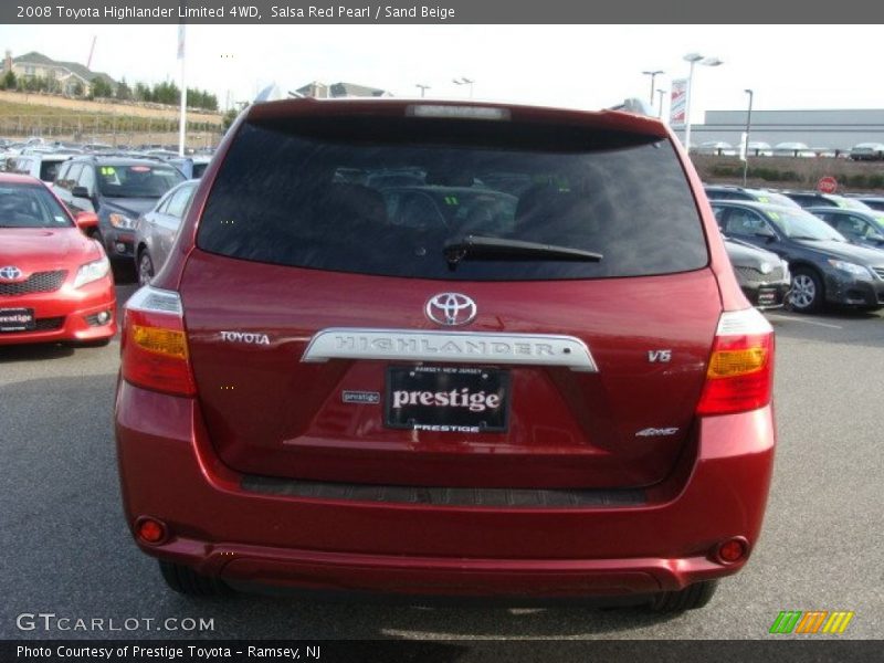 Salsa Red Pearl / Sand Beige 2008 Toyota Highlander Limited 4WD