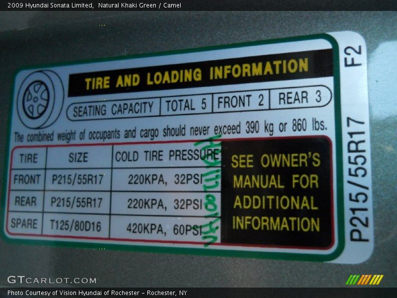 Natural Khaki Green / Camel 2009 Hyundai Sonata Limited