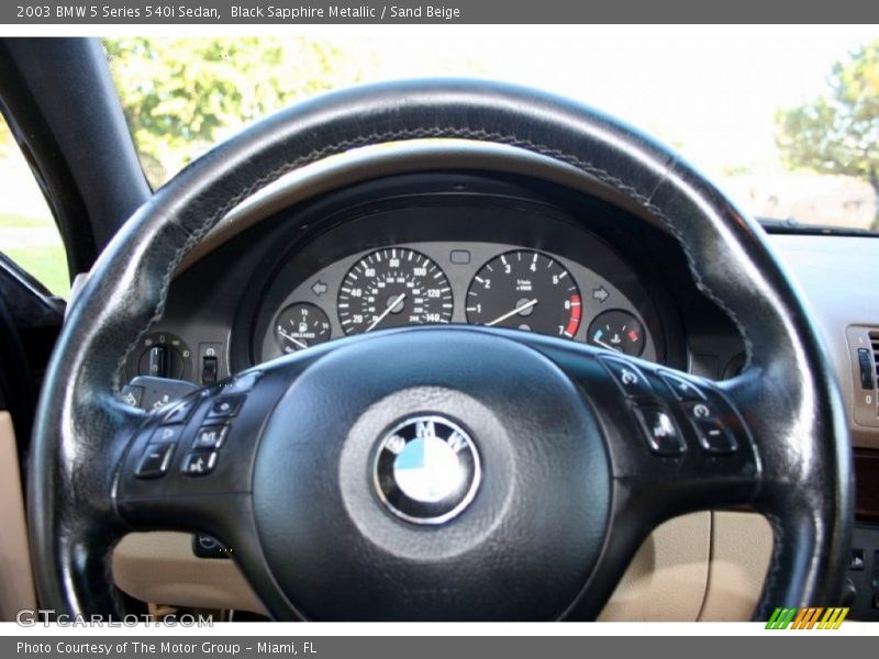 Black Sapphire Metallic / Sand Beige 2003 BMW 5 Series 540i Sedan