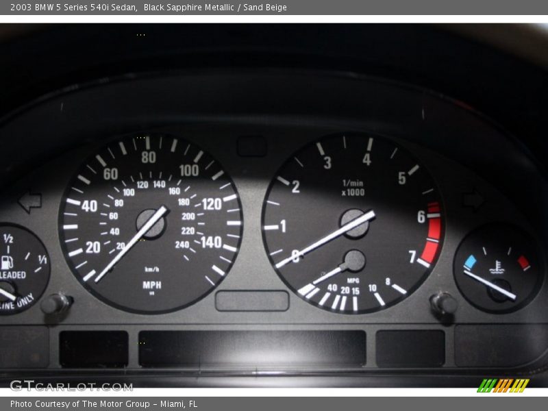 Black Sapphire Metallic / Sand Beige 2003 BMW 5 Series 540i Sedan