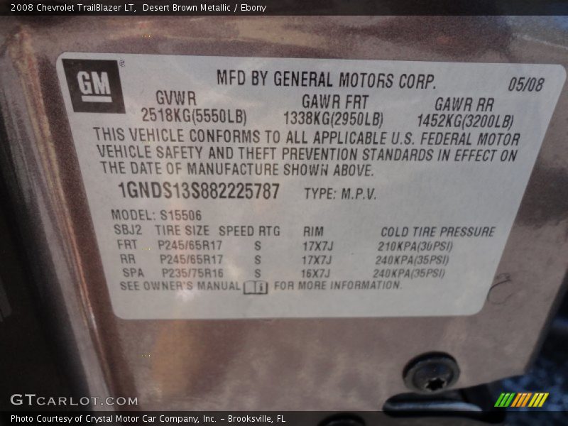 Desert Brown Metallic / Ebony 2008 Chevrolet TrailBlazer LT