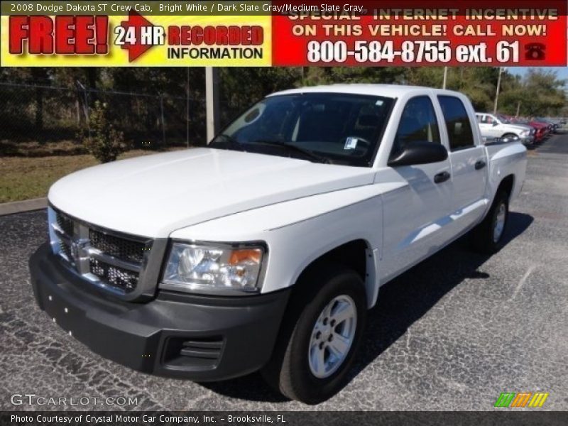 Bright White / Dark Slate Gray/Medium Slate Gray 2008 Dodge Dakota ST Crew Cab