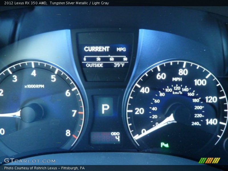 Tungsten Silver Metallic / Light Gray 2012 Lexus RX 350 AWD