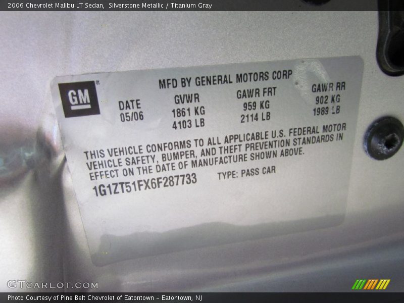 Silverstone Metallic / Titanium Gray 2006 Chevrolet Malibu LT Sedan