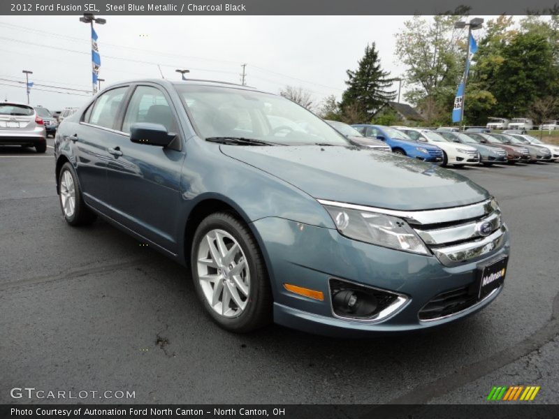 Steel Blue Metallic / Charcoal Black 2012 Ford Fusion SEL