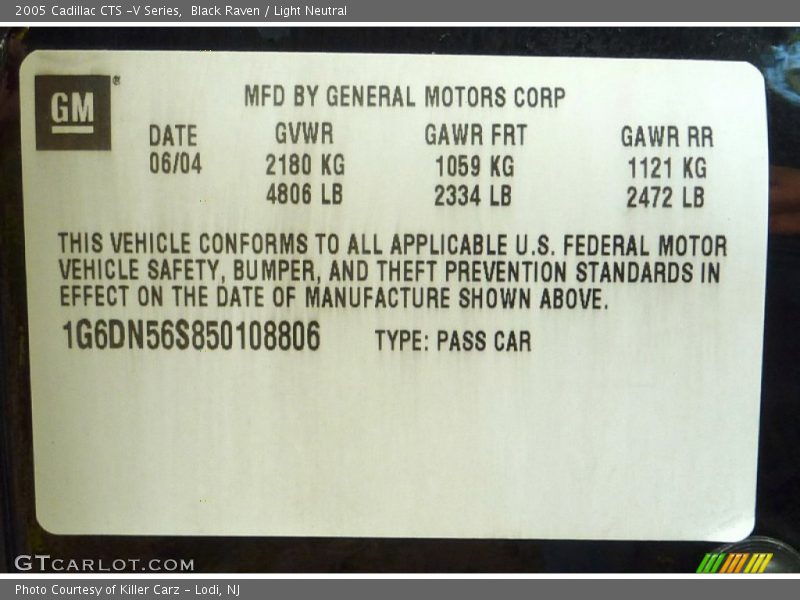 Black Raven / Light Neutral 2005 Cadillac CTS -V Series