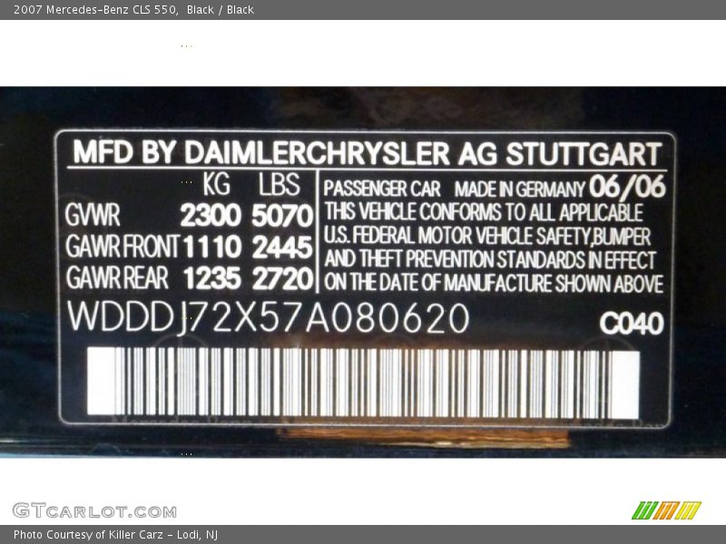 Black / Black 2007 Mercedes-Benz CLS 550