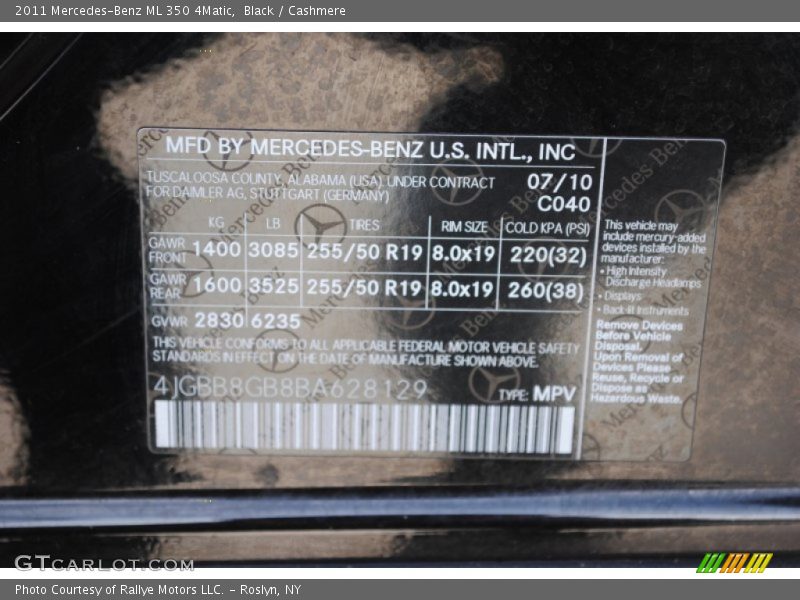 Black / Cashmere 2011 Mercedes-Benz ML 350 4Matic