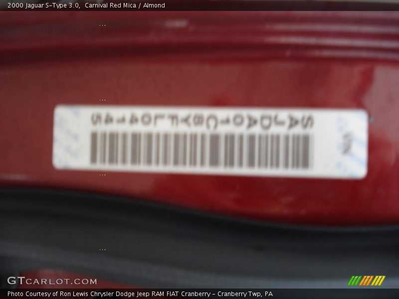 Carnival Red Mica / Almond 2000 Jaguar S-Type 3.0