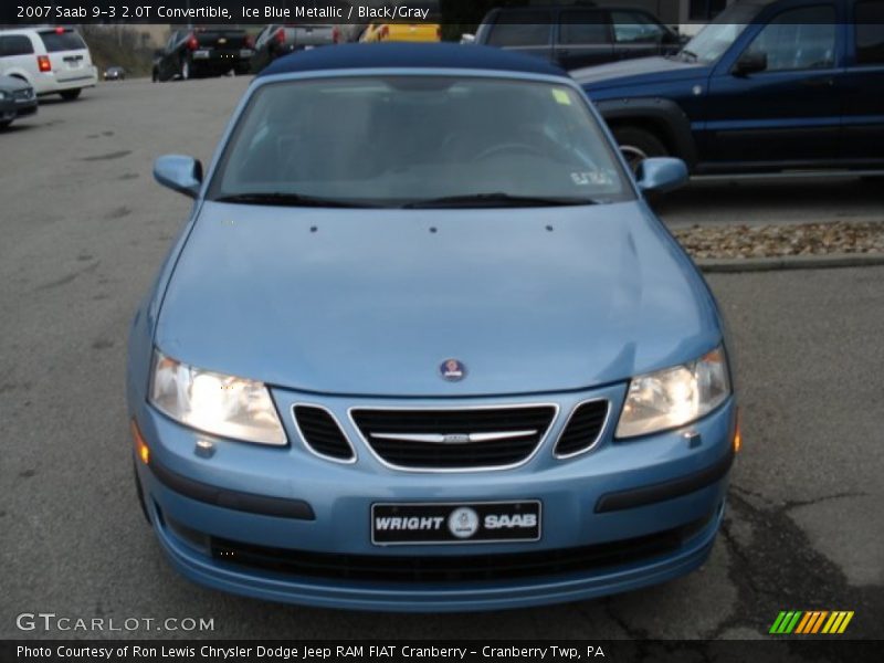 Ice Blue Metallic / Black/Gray 2007 Saab 9-3 2.0T Convertible