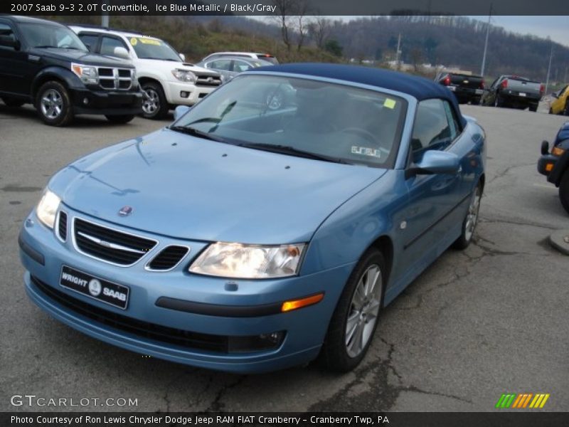 Ice Blue Metallic / Black/Gray 2007 Saab 9-3 2.0T Convertible