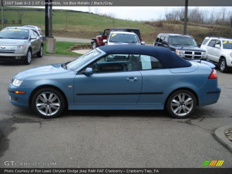 Ice Blue Metallic / Black/Gray 2007 Saab 9-3 2.0T Convertible