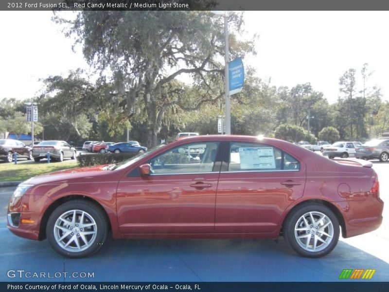 Red Candy Metallic / Medium Light Stone 2012 Ford Fusion SEL