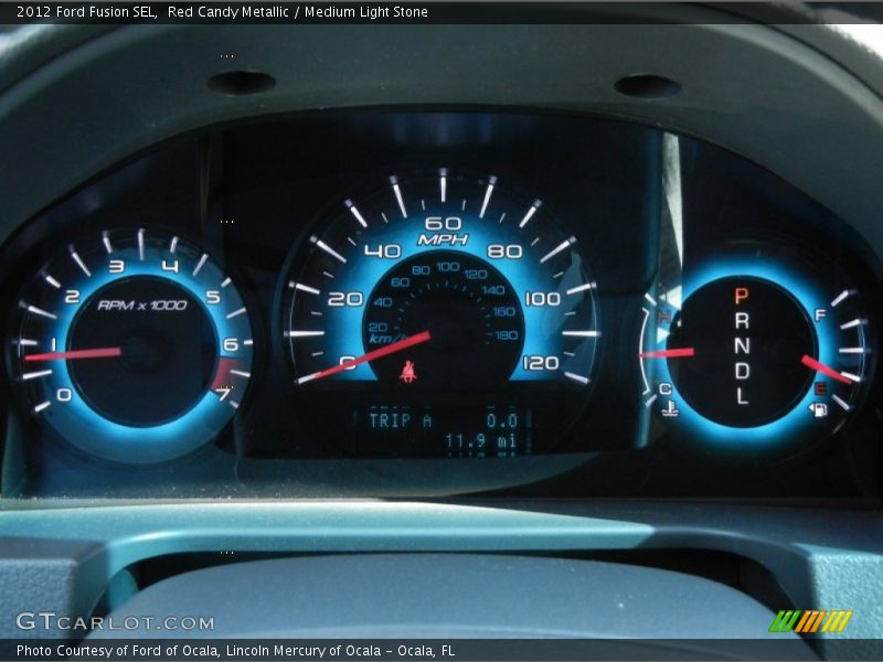 Red Candy Metallic / Medium Light Stone 2012 Ford Fusion SEL