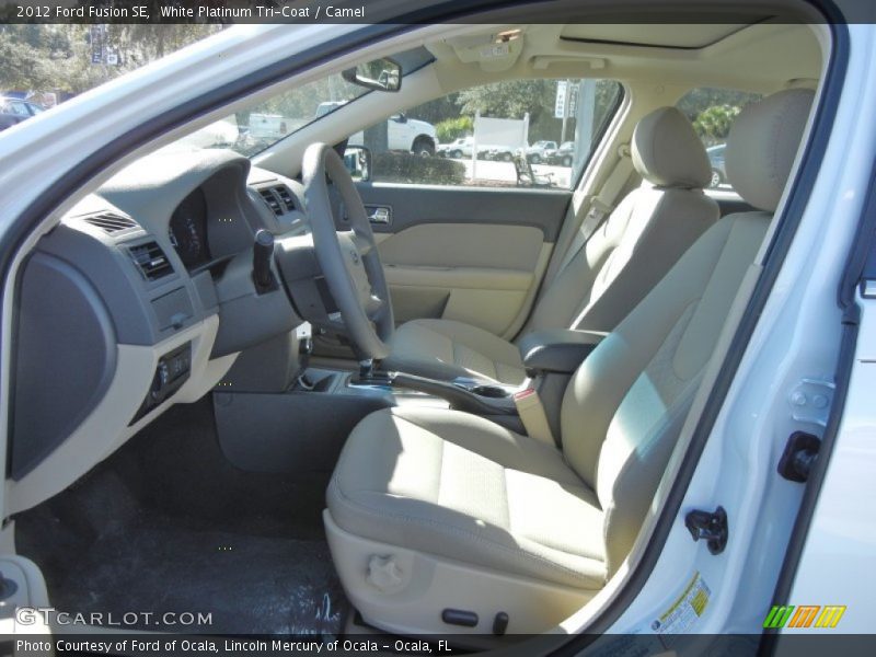 White Platinum Tri-Coat / Camel 2012 Ford Fusion SE