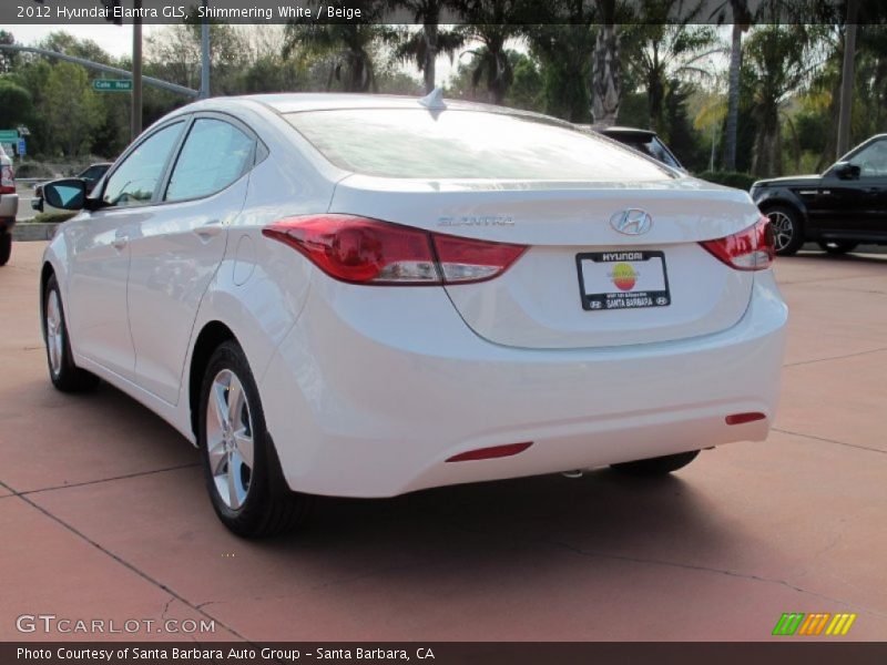 Shimmering White / Beige 2012 Hyundai Elantra GLS