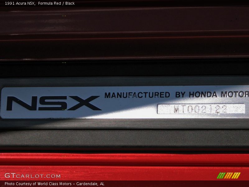 Info Tag of 1991 NSX 