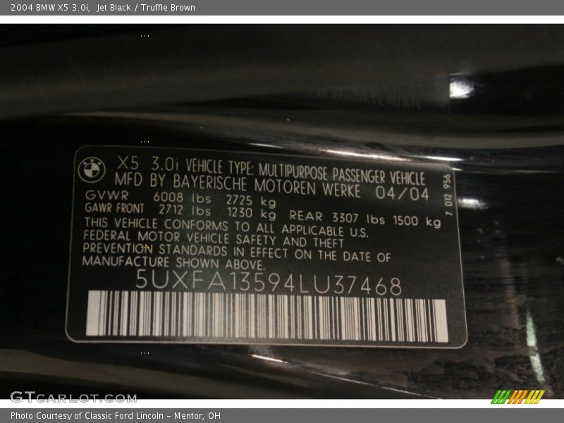 Jet Black / Truffle Brown 2004 BMW X5 3.0i