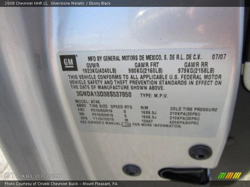 Silverstone Metallic / Ebony Black 2008 Chevrolet HHR LS