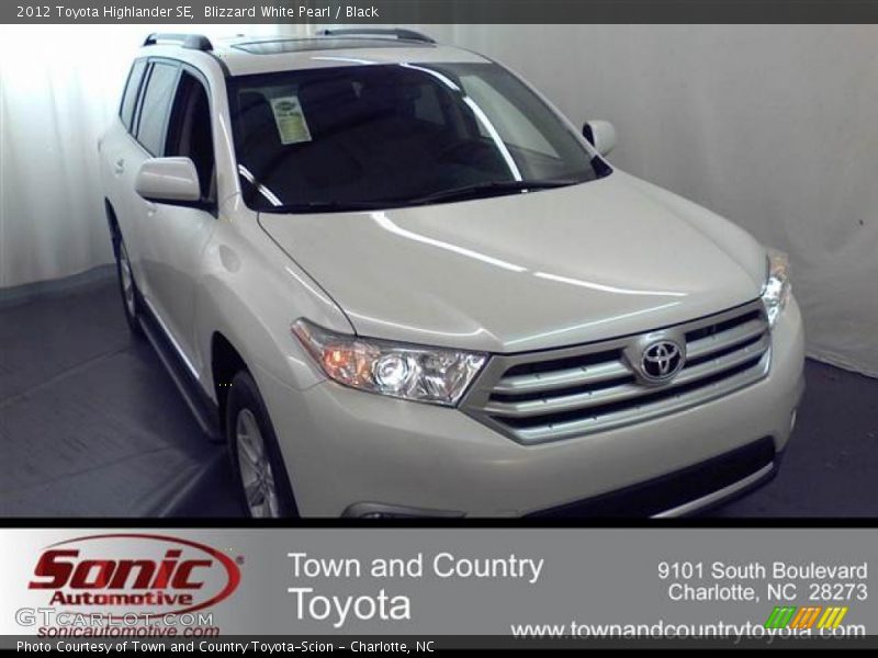 Blizzard White Pearl / Black 2012 Toyota Highlander SE