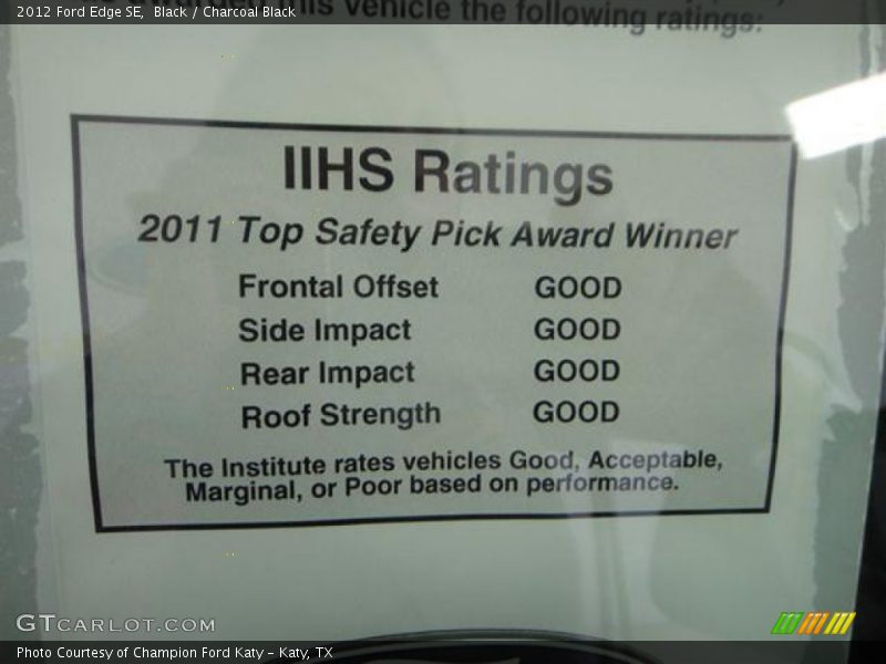 Black / Charcoal Black 2012 Ford Edge SE
