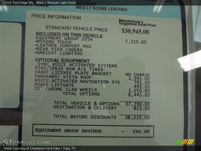 Black / Medium Light Stone 2012 Ford Edge SEL