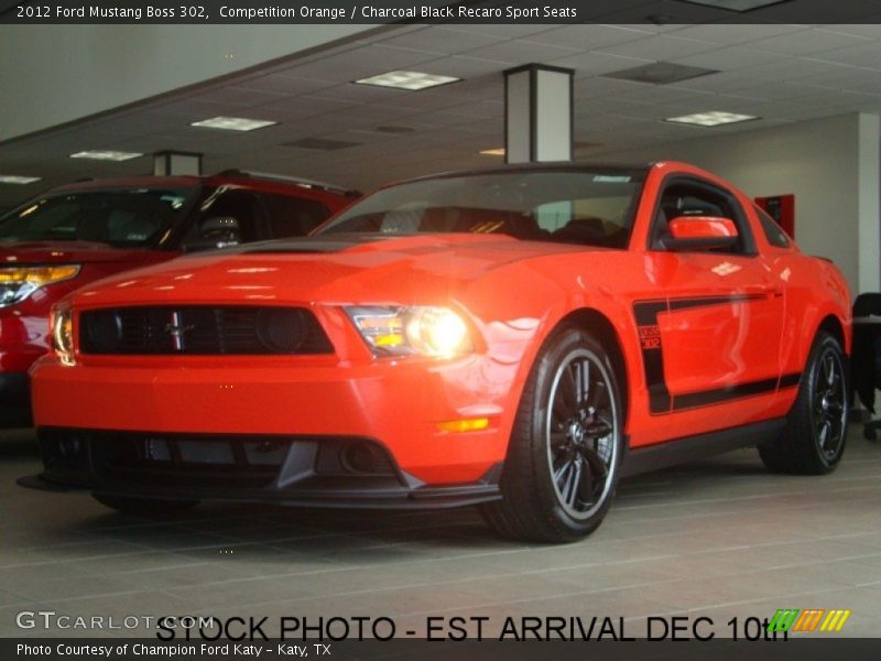 Competition Orange / Charcoal Black Recaro Sport Seats 2012 Ford Mustang Boss 302