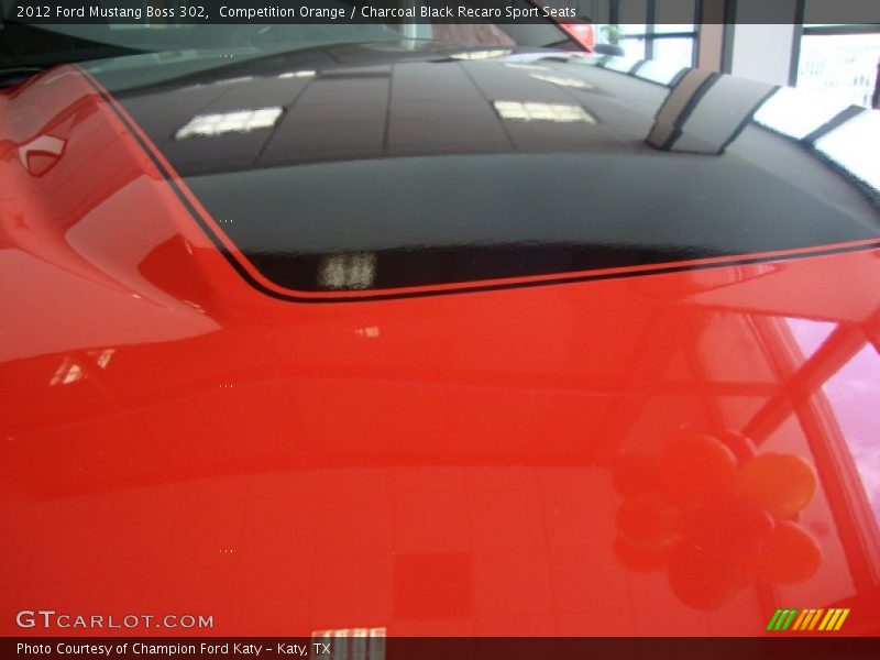 Competition Orange / Charcoal Black Recaro Sport Seats 2012 Ford Mustang Boss 302