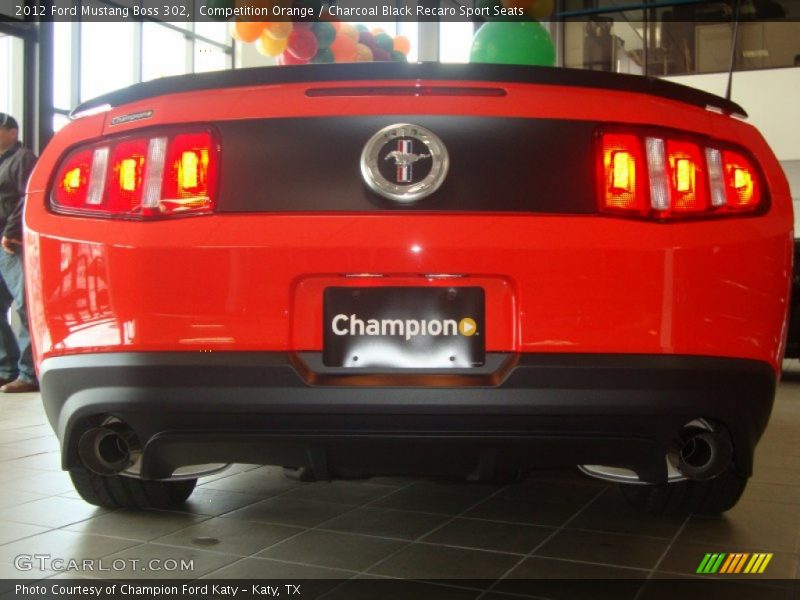 Competition Orange / Charcoal Black Recaro Sport Seats 2012 Ford Mustang Boss 302