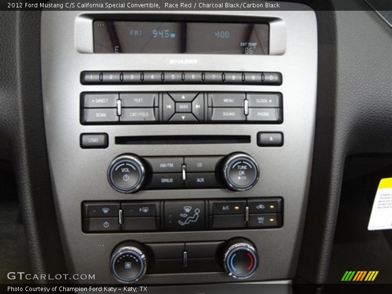 Controls of 2012 Mustang C/S California Special Convertible
