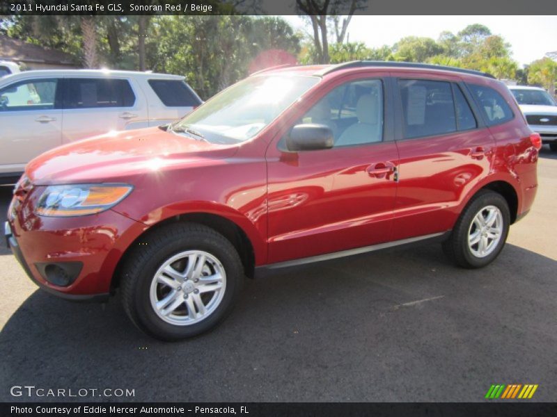 Sonoran Red / Beige 2011 Hyundai Santa Fe GLS