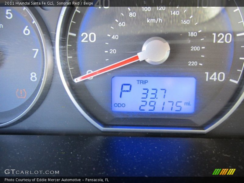 Sonoran Red / Beige 2011 Hyundai Santa Fe GLS