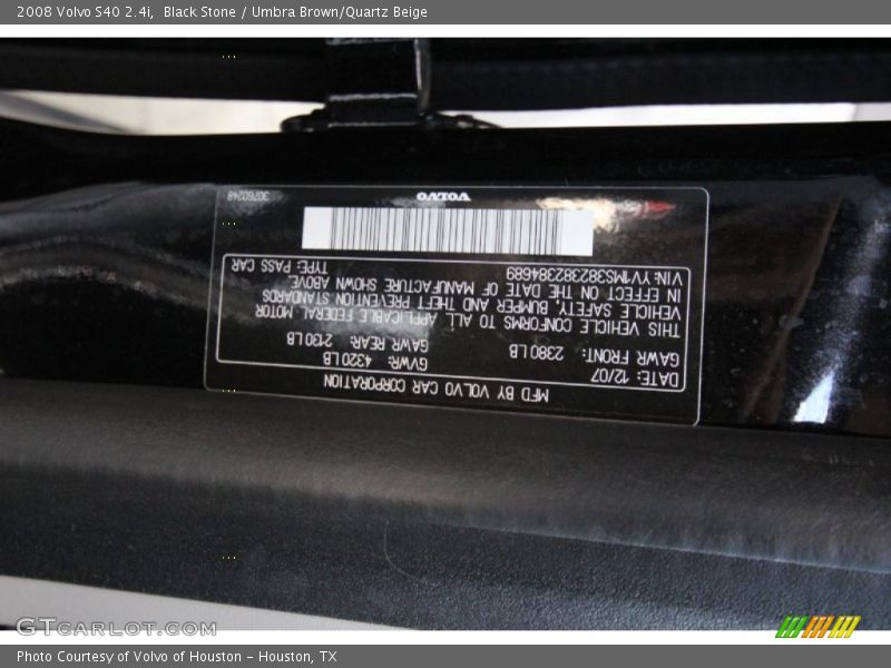 Black Stone / Umbra Brown/Quartz Beige 2008 Volvo S40 2.4i