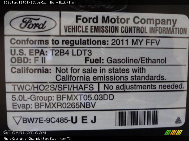 Ebony Black / Black 2011 Ford F150 FX2 SuperCab