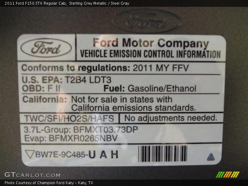 Sterling Grey Metallic / Steel Gray 2011 Ford F150 STX Regular Cab