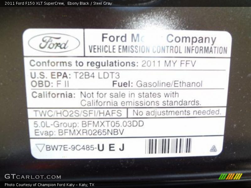 Ebony Black / Steel Gray 2011 Ford F150 XLT SuperCrew