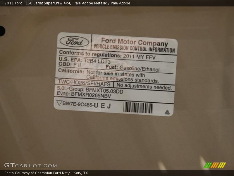 Pale Adobe Metallic / Pale Adobe 2011 Ford F150 Lariat SuperCrew 4x4