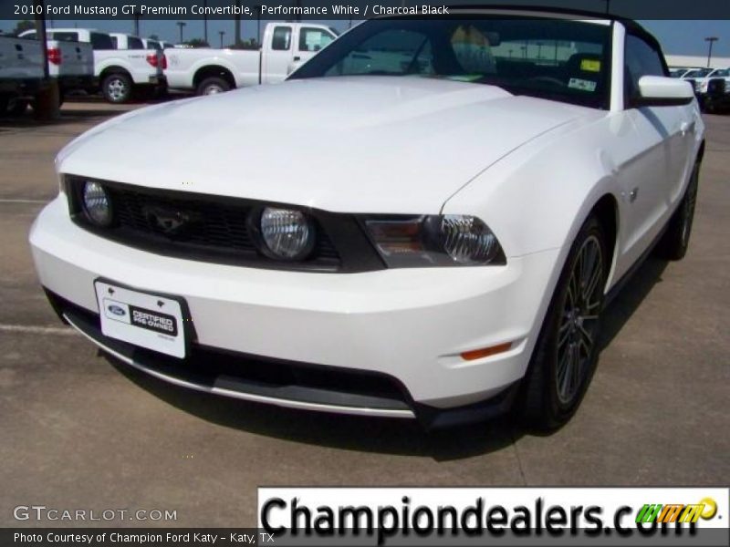 Performance White / Charcoal Black 2010 Ford Mustang GT Premium Convertible