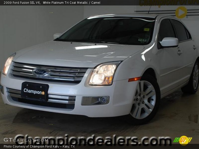 White Platinum Tri Coat Metallic / Camel 2009 Ford Fusion SEL V6