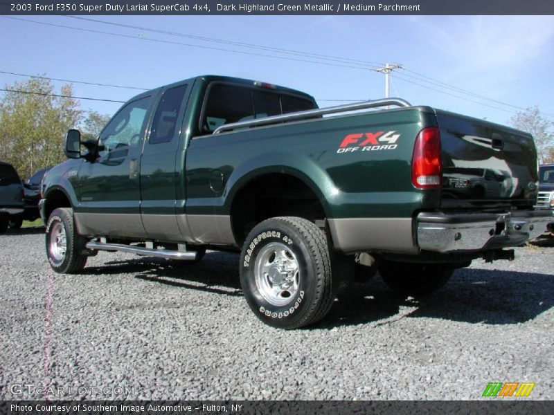 Dark Highland Green Metallic / Medium Parchment 2003 Ford F350 Super Duty Lariat SuperCab 4x4