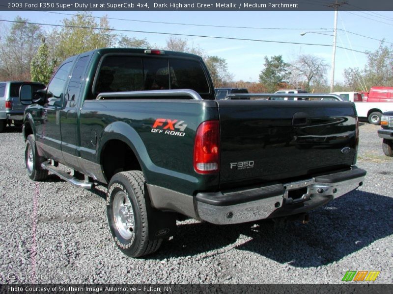 Dark Highland Green Metallic / Medium Parchment 2003 Ford F350 Super Duty Lariat SuperCab 4x4