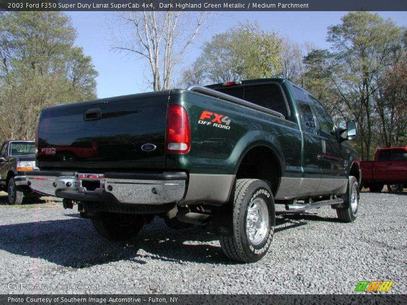 Dark Highland Green Metallic / Medium Parchment 2003 Ford F350 Super Duty Lariat SuperCab 4x4