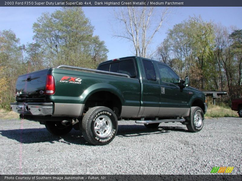 Dark Highland Green Metallic / Medium Parchment 2003 Ford F350 Super Duty Lariat SuperCab 4x4