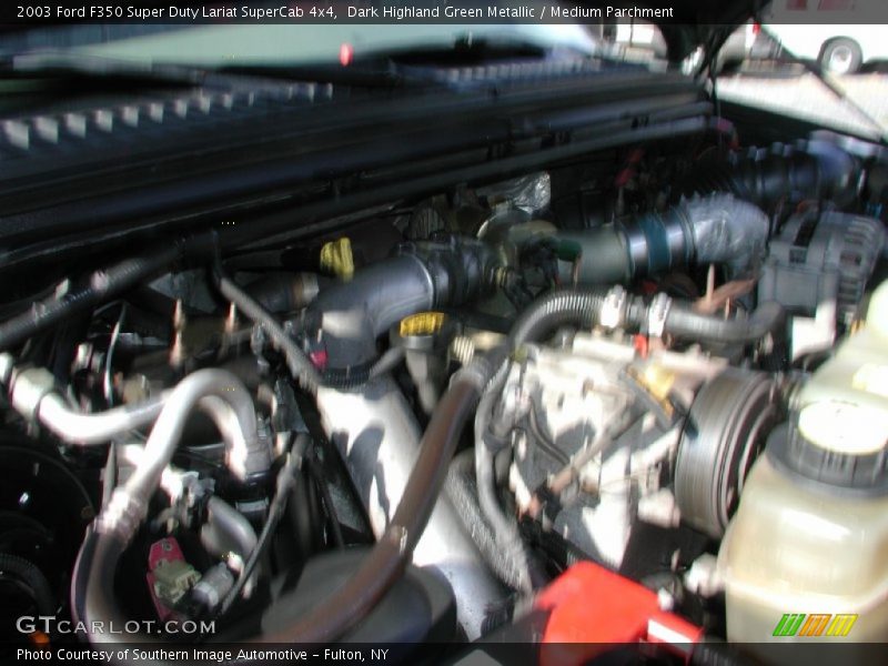 Dark Highland Green Metallic / Medium Parchment 2003 Ford F350 Super Duty Lariat SuperCab 4x4
