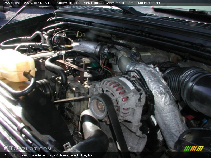Dark Highland Green Metallic / Medium Parchment 2003 Ford F350 Super Duty Lariat SuperCab 4x4