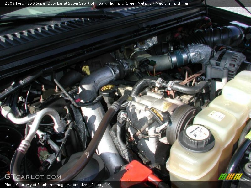 Dark Highland Green Metallic / Medium Parchment 2003 Ford F350 Super Duty Lariat SuperCab 4x4