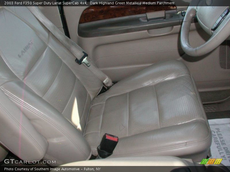 Dark Highland Green Metallic / Medium Parchment 2003 Ford F350 Super Duty Lariat SuperCab 4x4
