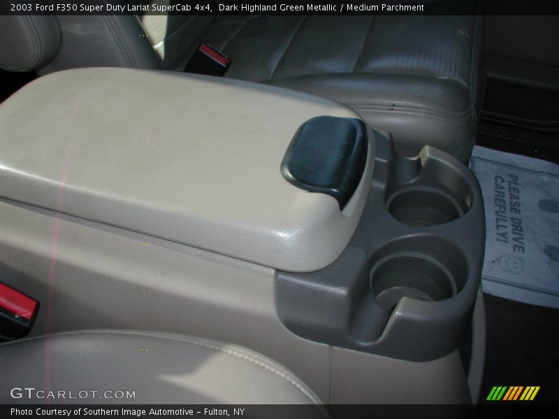 Dark Highland Green Metallic / Medium Parchment 2003 Ford F350 Super Duty Lariat SuperCab 4x4