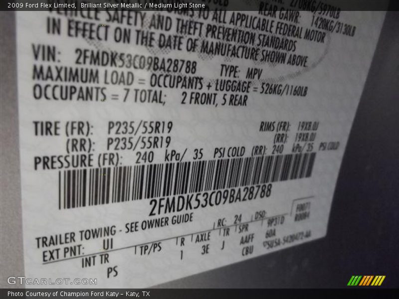 Brilliant Silver Metallic / Medium Light Stone 2009 Ford Flex Limited